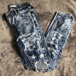 EUC cello acid wash destroyed jeans size 5